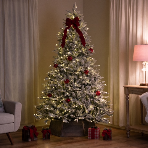 Real Touch™ Elite Pre-Lit Flocked Yukon Pine IPT Artificial Christmas Tree - 9' Dual Color LED