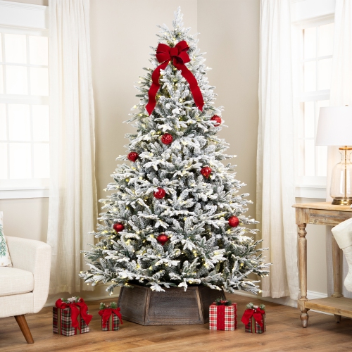 Real Touch™ Elite Pre-Lit Flocked Yukon Pine IPT Artificial Christmas Tree - 9' Dual Color LED