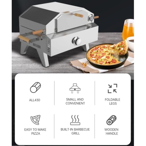CROWN Portable Gas Pizza Oven - 20,000 BTU Indoor/Outdoor Cooking - Propane Fueled Pizza Oven with Built in Barbeque Grill - Lightweight Design for