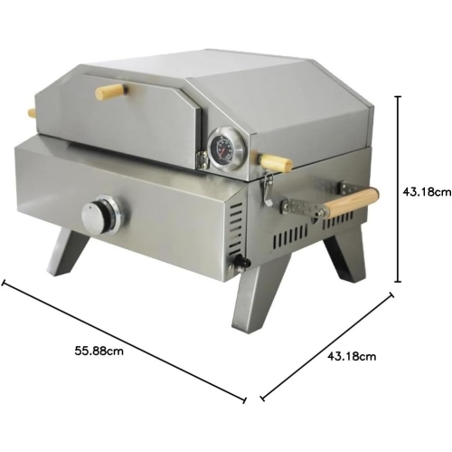 CROWN Portable Gas Pizza Oven - 20,000 BTU Indoor/Outdoor Cooking - Propane Fueled Pizza Oven with Built in Barbeque Grill - Lightweight Design for