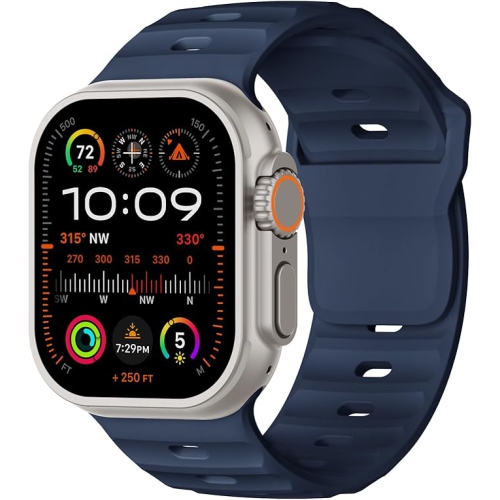 Apple Watch Ultra 2 avec boîtier en titane naturel 49&nbsp;mm et bracelet bleu marine remis à neuf et bon état