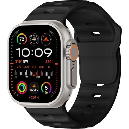 Apple Watch Ultra 2 avec boîtier en titane naturel et bracelet noir de 49&nbsp;mm remis à neuf et bon état