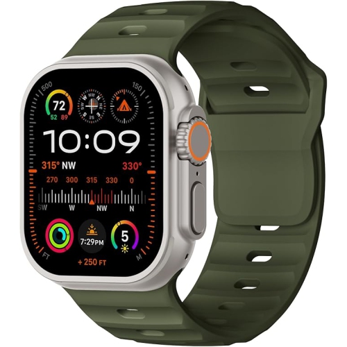 Apple Watch Ultra 2 de 49&nbsp;mm avec boîtier en titane naturel et bracelet vert armée remis à neuf et bon état