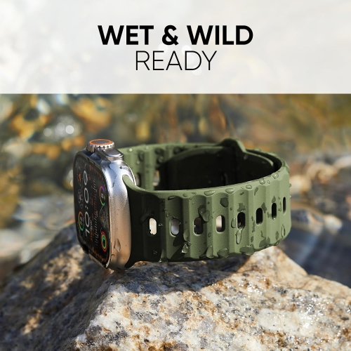 Apple Watch Ultra 2 de 49&nbsp;mm avec boîtier en titane naturel et bracelet vert armée remis à neuf et bon état