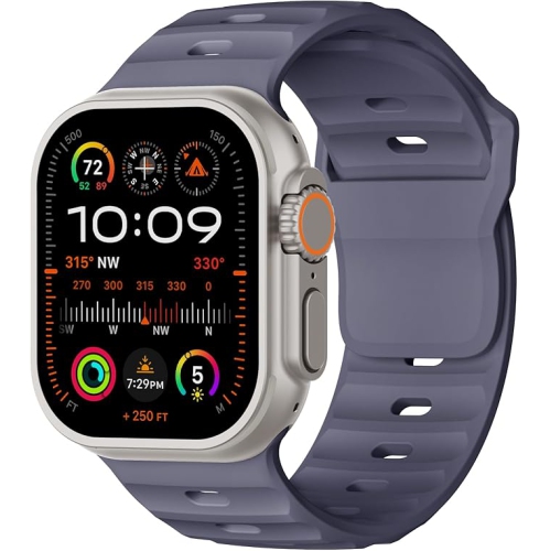 Apple Watch Ultra 2 de 49&nbsp;mm avec boîtier en titane naturel et bracelet bleu gris remis à neuf et bon état