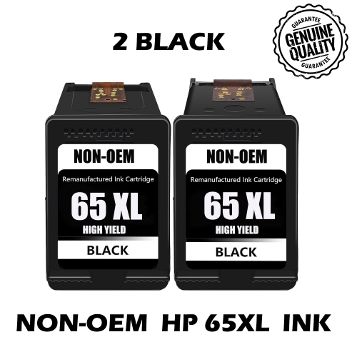 [High Yield] 2BK Remanufactured Ink Cartridge Replacement for HP 65XL hp65 ink - HP DeskJet 2620 2625 2630 2635 2655 3700 3720 3730 3735 3755 Envy