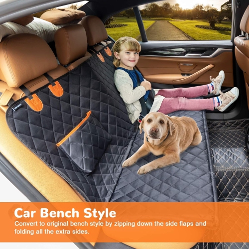 Dog Car Seat Cover for Pets 100% Waterproof Seat Cover Hammock 600D Heavy Duty Scratch Proof Nonslip Durable Soft Back Seat Covers for Cars Trucks