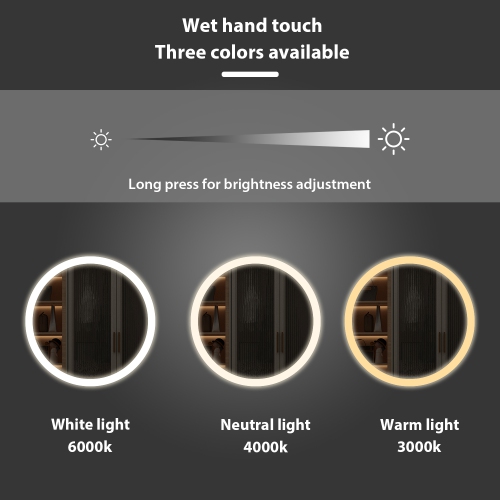 Homsee – Meuble-lavabo illuminé avec miroir à écran tactile, 5 tiroirs et tablettes de rangement, table à langer pour chambre à coucher, noir