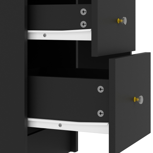 Homsee Makeup Vanity Set with Large Mirror, 5 Drawers, Storage Shelves & Cushioned Stool for Bedroom, Black