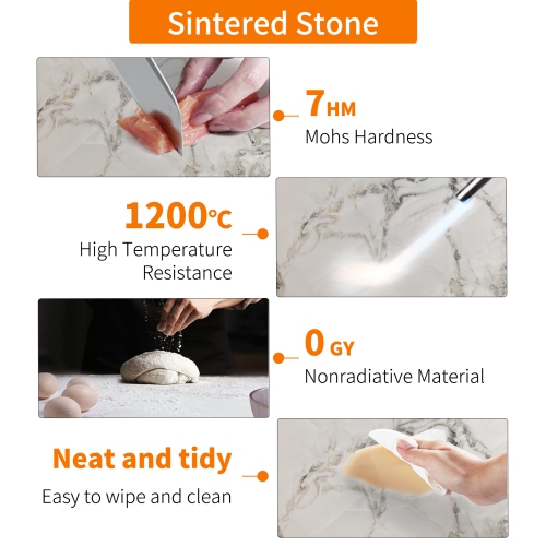 32 Inch Square Kitchen Dining Table:Modern Sintered Stone Marble Effect Dining Desk Furniture with Natural Texture Sintered Stone Top for Restaurant