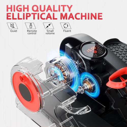 CoolHut Under Desk Elliptical Machine Fully Assembled, Portable Ellipse Seated Pedal Electric Leg Exerciser for Seniors, 12 Adjustable Speeds with