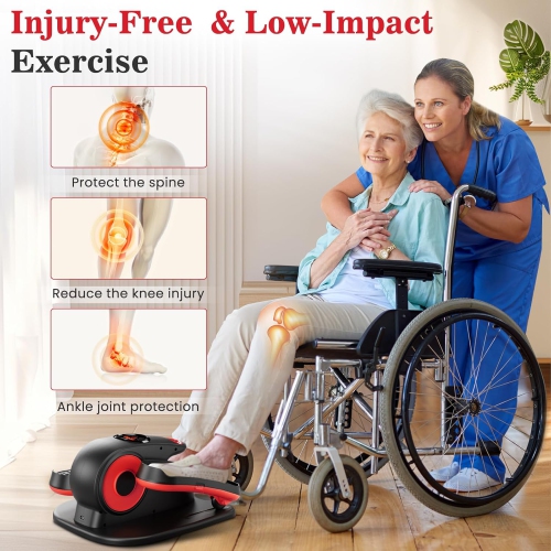 CoolHut Under Desk Elliptical Machine Fully Assembled, Portable Ellipse Seated Pedal Electric Leg Exerciser for Seniors, 12 Adjustable Speeds with