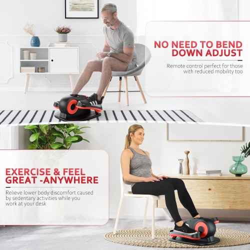 CoolHut Under Desk Elliptical Machine Fully Assembled, Portable Ellipse Seated Pedal Electric Leg Exerciser for Seniors, 12 Adjustable Speeds with