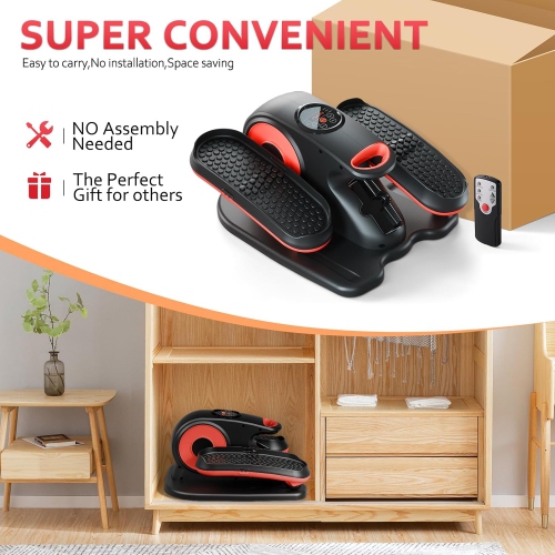 CoolHut Under Desk Elliptical Machine Fully Assembled, Portable Ellipse Seated Pedal Electric Leg Exerciser for Seniors, 12 Adjustable Speeds with