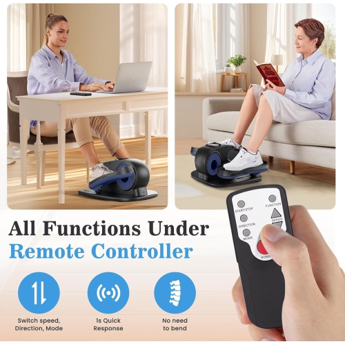 CoolHut Under Desk Elliptical Machine Fully Assembled, Portable Ellipse Seated Pedal Electric Leg Exerciser for Seniors, 12 Adjustable Speeds with