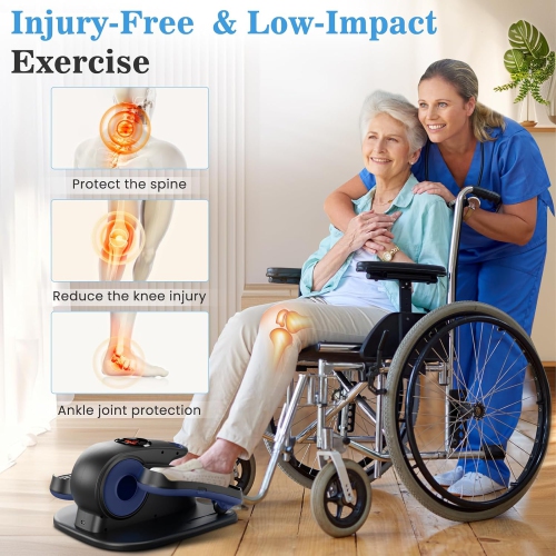 CoolHut Under Desk Elliptical Machine Fully Assembled, Portable Ellipse Seated Pedal Electric Leg Exerciser for Seniors, 12 Adjustable Speeds with