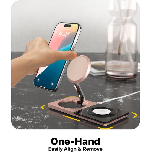 3 in 1 Wireless Charging Station for Apple Device: Fast Charging Station for iPhone and Watch with MagSafe, Foldable Charger Stand for iPhone 12-16 &
