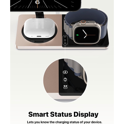 3 in 1 Wireless Charging Station for Apple Device: Fast Charging Station for iPhone and Watch with MagSafe, Foldable Charger Stand for iPhone 12-16 &