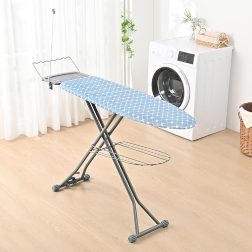 Ironing Board, Compact Iron Board with Iron Rest and Hanger and Silicone Irons Harness, 7 Adjustable Heights & Extra Thick Cover, Folding Heavy Duty
