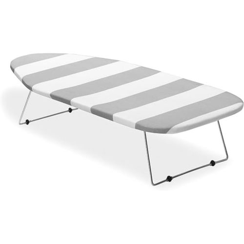 Tabletop Ironing Board, Grey/White Striped Cover