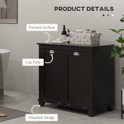 HOMCOM – Armoire de rangement inclinable pour laveuse et sécheuse, organisateur de rangement pour salle de bain, panier à linge inclinable à deux