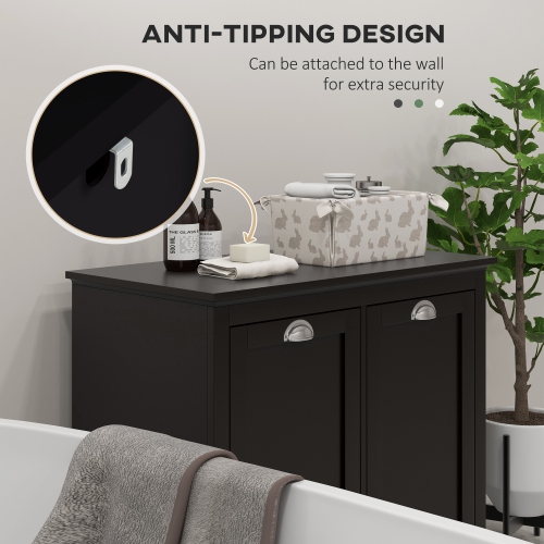 HOMCOM – Armoire de rangement inclinable pour laveuse et sécheuse, organisateur de rangement pour salle de bain, panier à linge inclinable à deux