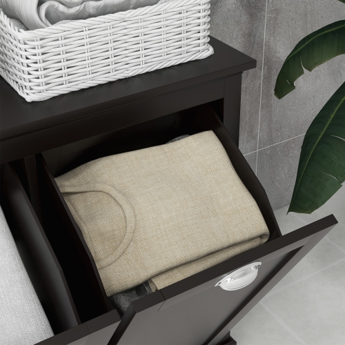 HOMCOM – Armoire de rangement inclinable pour laveuse et sécheuse, organisateur de rangement pour salle de bain, panier à linge inclinable à deux