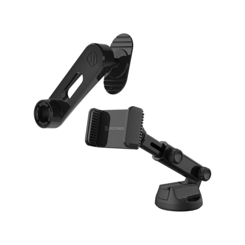 Trousse de fixation télescopique 2-en-1 à bras pivotant Extendo de Scosche pour l'auto | Couleur&nbsp;: Noir