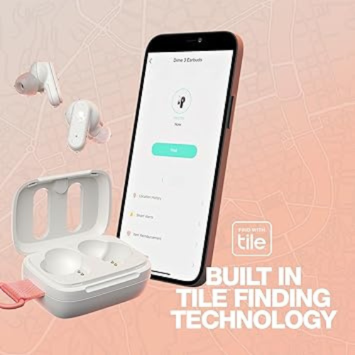 Dime 3 In-Ear Wireless Earbuds, 20 Hr Battery, Microphone, Works with iPhone Android and Bluetooth Devices - Bone/Orange Glow