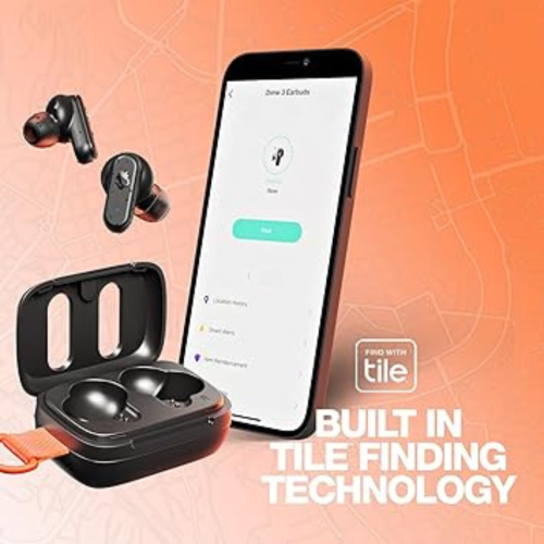 Dime 3 In-Ear Wireless Earbuds, 20 Hr Battery, Microphone, Works with iPhone Android and Bluetooth Devices - Bone/Orange Glow