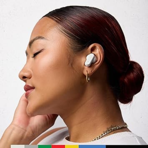 Dime 3 In-Ear Wireless Earbuds, 20 Hr Battery, Microphone, Works with iPhone Android and Bluetooth Devices - Bone/Orange Glow