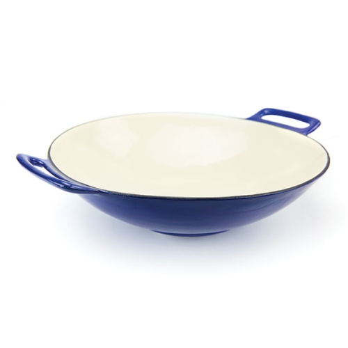 Broil King 69710 Cast Iron Wok, 14", Blue and Ivory