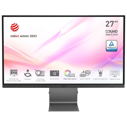 Moniteur LCD IPS 4&nbsp;ms 60&nbsp;Hz Ultra HD 4K de 27&nbsp;po Modern de MSI