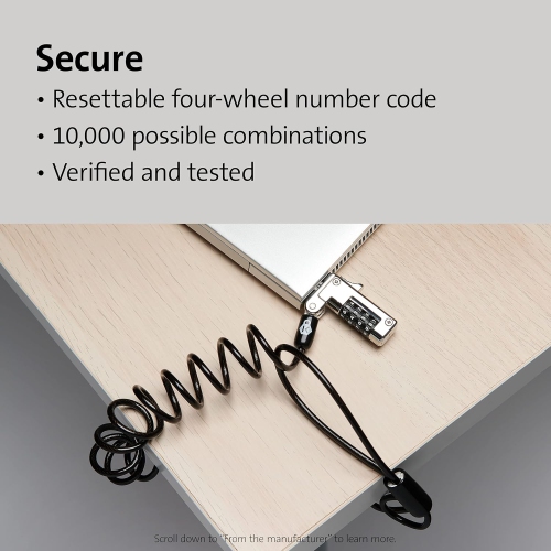 Cadenas à combinaison portatif mince NanoSaver de Kensington pour fente Nano