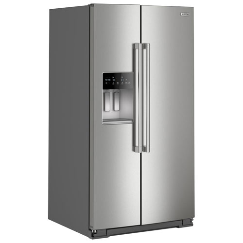 Réfrigérateur congélateur juxtaposé 36 po 28,49 pi³ avec distributeur d'eau et de glace de Maytag - Inox résistant aux traces de doigts