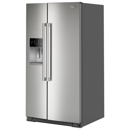 Réfrigérateur congélateur juxtaposé 36 po 28,49 pi³ avec distributeur d'eau et de glace de Maytag - Inox résistant aux traces de doigts