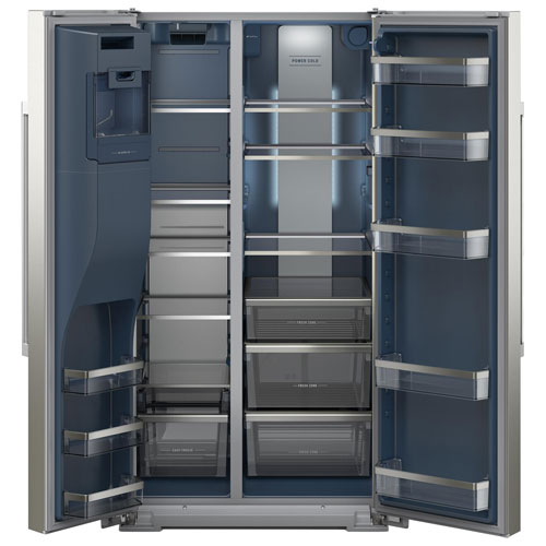 Réfrigérateur congélateur juxtaposé 36 po 28,49 pi³ avec distributeur d'eau et de glace de Maytag - Inox résistant aux traces de doigts