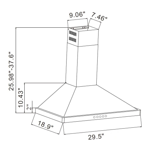 NOVEL 30" Stainless Steel Wall Mount Range Hood - 800 CFM Powerful Ventilation for Efficient Cooking - Sleek Modern Design, LED Lighting & Quiet