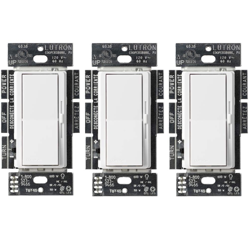 LUTRON  Diva Led+ Dimmer Switch, Single-Pole Or 3-Way, Dvcl-153P-Wh-3 (3-Pack) In White