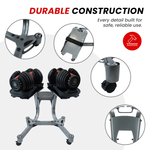 MotionGrey Adjustable Dumbbells Stand/Rack, Steel Dumbbell Stand Holder Weight Rack for Home Gym - SILVER