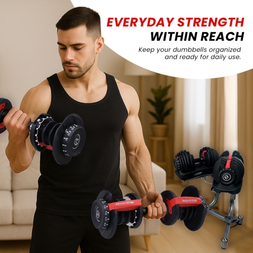 MotionGrey Adjustable Dumbbells Stand/Rack, Steel Dumbbell Stand Holder Weight Rack for Home Gym - SILVER