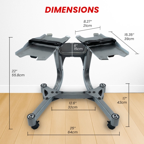 MotionGrey Adjustable Dumbbells Stand/Rack, Steel Dumbbell Stand Holder Weight Rack for Home Gym - SILVER