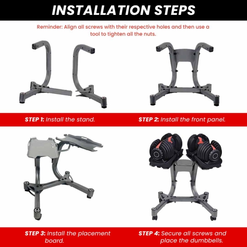 MotionGrey Adjustable Dumbbells Stand/Rack, Steel Dumbbell Stand Holder Weight Rack for Home Gym - SILVER