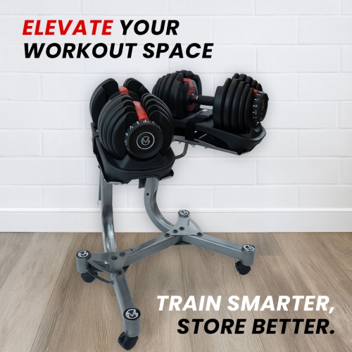 MotionGrey Adjustable Dumbbells Stand/Rack, Steel Dumbbell Stand Holder Weight Rack for Home Gym - SILVER