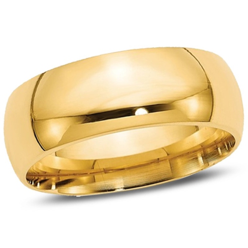 GEM AND HARMONY  Mens 14K Gold 8MM Comfort Fit Wedding Band Ring In Yellow