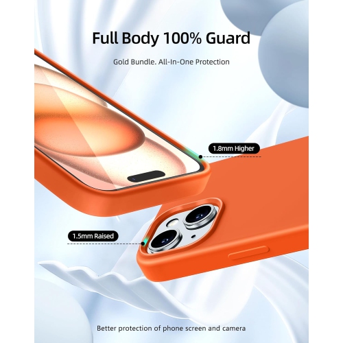 Liquid Silicone Slim Shockproof Protective Case for iPhone 15, Silky-Soft Touch Full-Body Protective Phone Case for iPhone 15