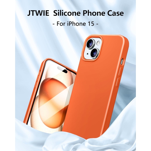 Liquid Silicone Slim Shockproof Protective Case for iPhone 15, Silky-Soft Touch Full-Body Protective Phone Case for iPhone 15