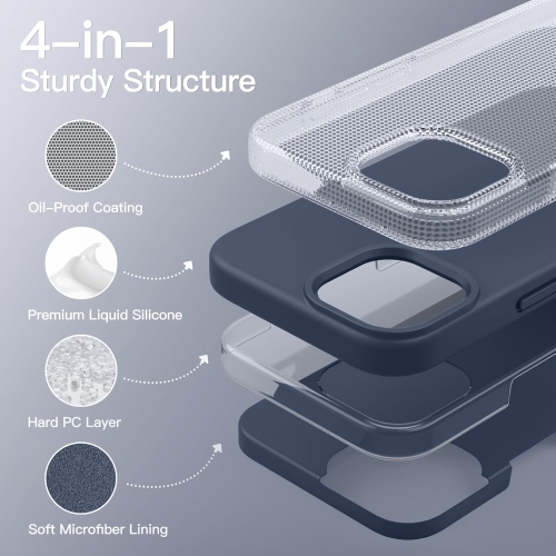 Liquid Silicone Slim Shockproof Protective Case for iPhone 15, Silky-Soft Touch Full-Body Protective Phone Case for iPhone 15