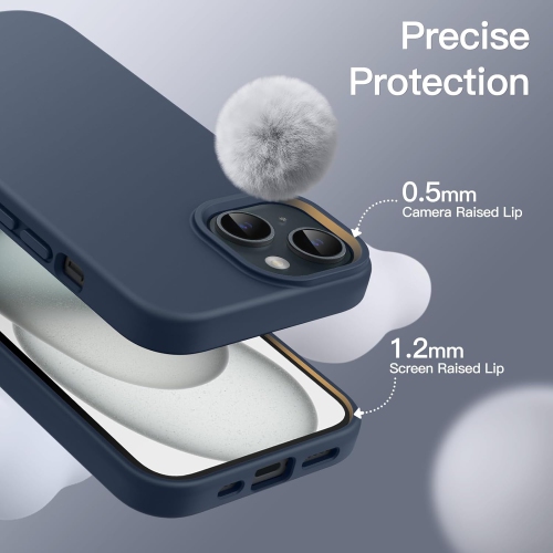 Liquid Silicone Slim Shockproof Protective Case for iPhone 15, Silky-Soft Touch Full-Body Protective Phone Case for iPhone 15