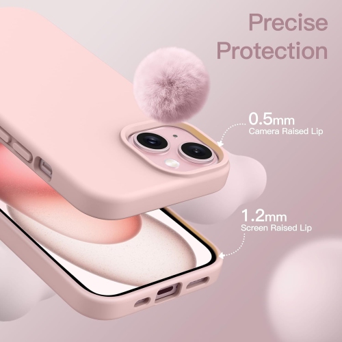 Liquid Silicone Slim Shockproof Protective Case for iPhone 15, Silky-Soft Touch Full-Body Protective Phone Case for iPhone 15